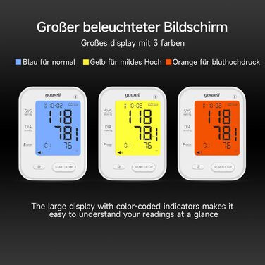 Тонометр Yuwell Intelligentes Oberarm Bluetooth YE650AR | Манжета 22-45 см, мовлення, дисплей з підсвіткою, акумулятор, додаток iOS & Android