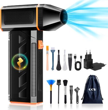 Електричний пилосос для чищення CCV з акумулятором 2500mAh, 3 швидкості, 130000 об/хв, насадка-щітка, швидка зарядка Type-C, для ПК, авто, дивану (BLACK)