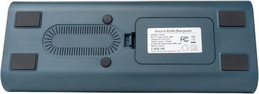 Електричний точило для ножів Messerschärfer – 2-ступенева система шліфування, для кухонних та керамічних ножів, з кутозапобіжником, професійний (Білий/Синій)
