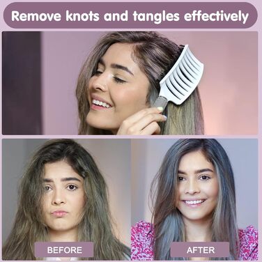 Щітка для волосся Lictin з щетиною дикого кабана (2 шт.) - для жінок, чоловіків та дітей. Розгладжує, не тягне, підходить для кучерявого та довгого волосся. Антистатична, з 4 зажимами. Чорний+Білий