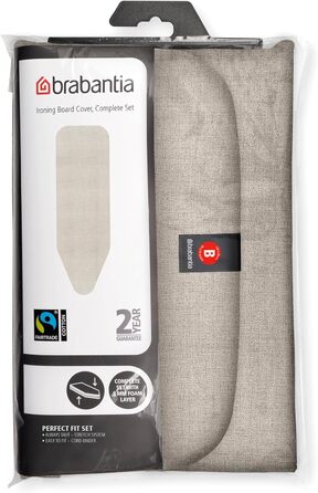 Чохол для прасувальної дошки Brabantia B 124 x 38 см, Джинсовий сірий | Верхній шар 100% бавовна, 8 мм пінополіуретанове наповнення | Ідеально підходить для прасувальних дошок розміру B | Зносостійкий, пральний, легко одягається