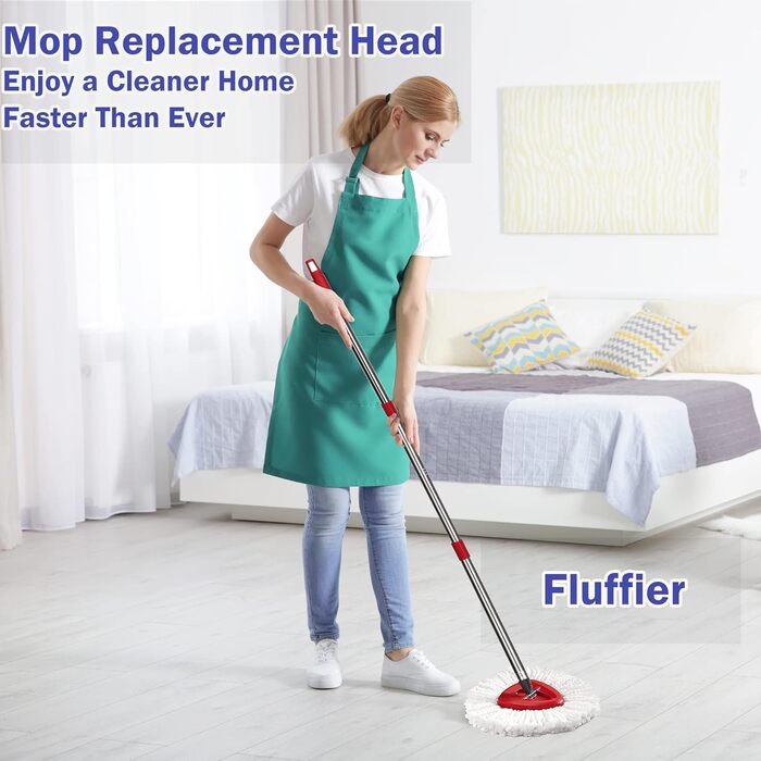 Spin Mop Replacement Head, 6 Pieces, Refill Pack, compatible with Ocedar Triangle Swivel Mops 100% Microfiber Swivel Mop Refill Pack, Deep Cleaning, machine washable and easy to replace