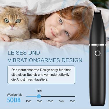 Триммер для собак: набір для стрижки кігтів, USB-зарядка, безпечний, тихий, IPX7 водонепроникний, чорний