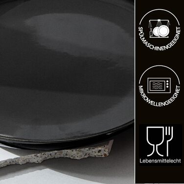 Набір посуду Konsimo VICTO на 6 осіб: 24-piece чорний глянцевий сервіз з 18 предметів з кераміки для сім'ї