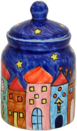 Gall&Zick Sugar Bowl Set/2 Spice Jar Sugar Dispenser Ceramic Painted Blue Tableware Sugar Spice Jar Container