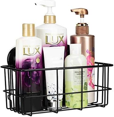 SANNO Shower Baskets Shelves Wall Shelf Bathroom Shower Basket, Shower Organizer Storage (Black)