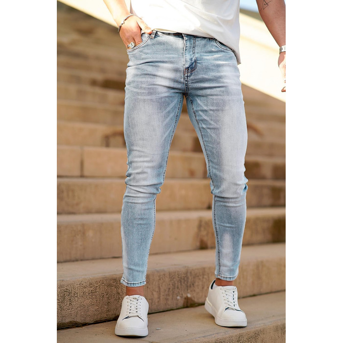 Чоловічі джинси GINGTTO Slim Stretch Skinny світло-блакитні 32W/30L