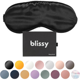 Шовкова маска для сну Blissy – повне затемнення, 100% шовк, 22 Momme, 6a, для жінок та чоловіків (Чорний)