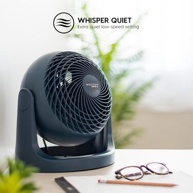 Вентилятор Iris Ohyama Woozoo, 33 м², тихий, настільний, з регулюванням кута, блакитний, Made in Europe