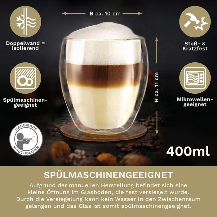 Created double-walled glasses 400ml 