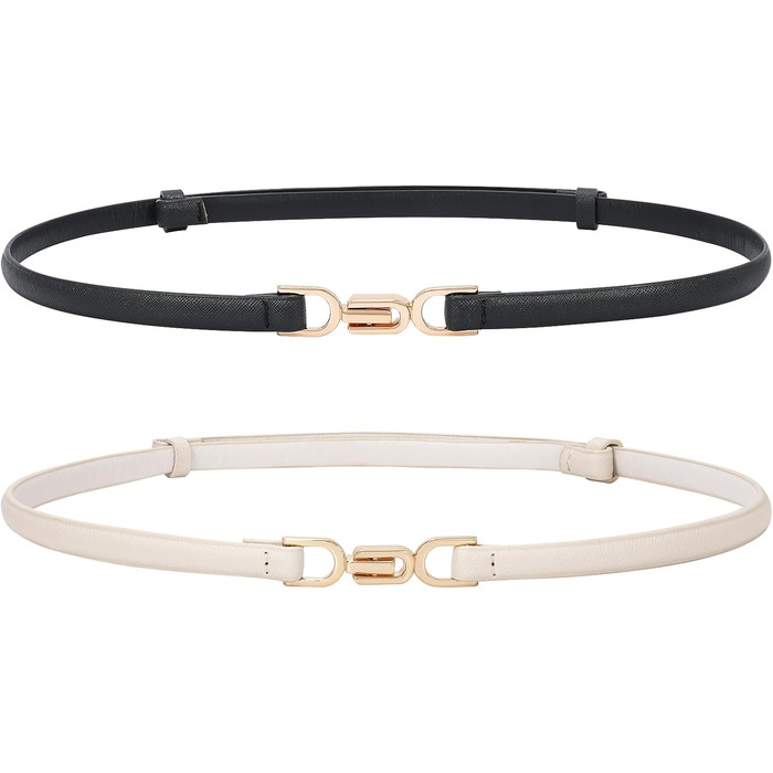 Тонкий жіночий шкіряний ремінь WHIPPY 2 шт. з золотою металевою пряжкою (105/95 см, 120/110 см)