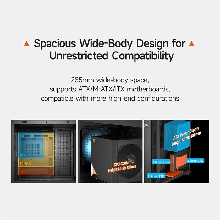 Корпус PCCOOLER C3T500 ARGB Tower ATX: 6 вентиляторів ARGB, підтримка RTX 40, подвійне скляне бокове вікно, чорний