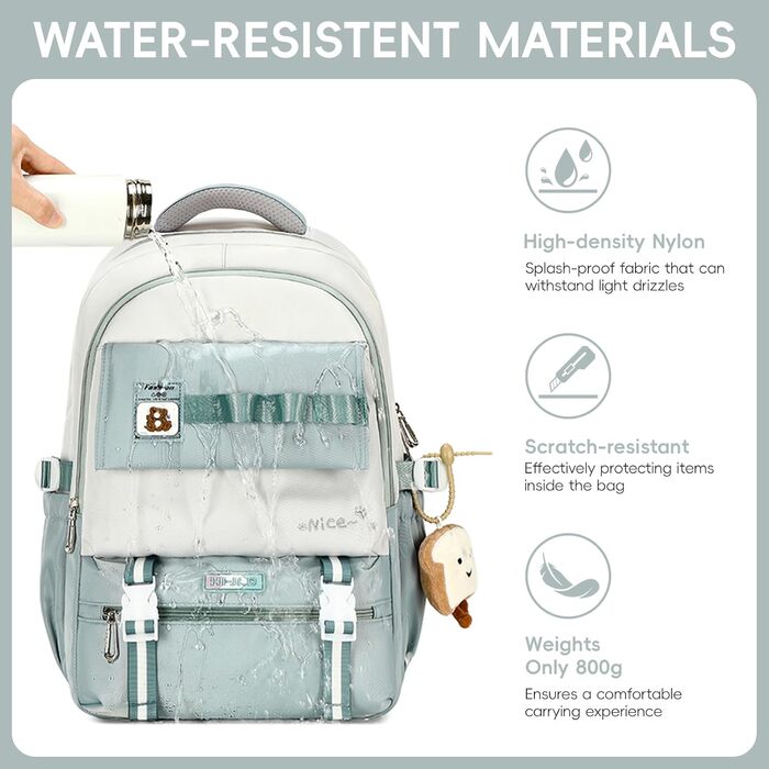 Шкільний рюкзак для дівчаток-підлітків, великий рюкзак для класу 5-12, стильний рюкзак-daypack з нейлону для гімназії, реального училища та університету, зелений