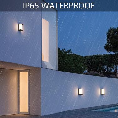 Klighten LED Outdoor Wall Light, IP65 Waterproof Outdoor Wall Light, 3000K, Rectangular Wall Light for Indoor and Outdoor, Terrace, Garden and More. (Black-high, 2 Pack)