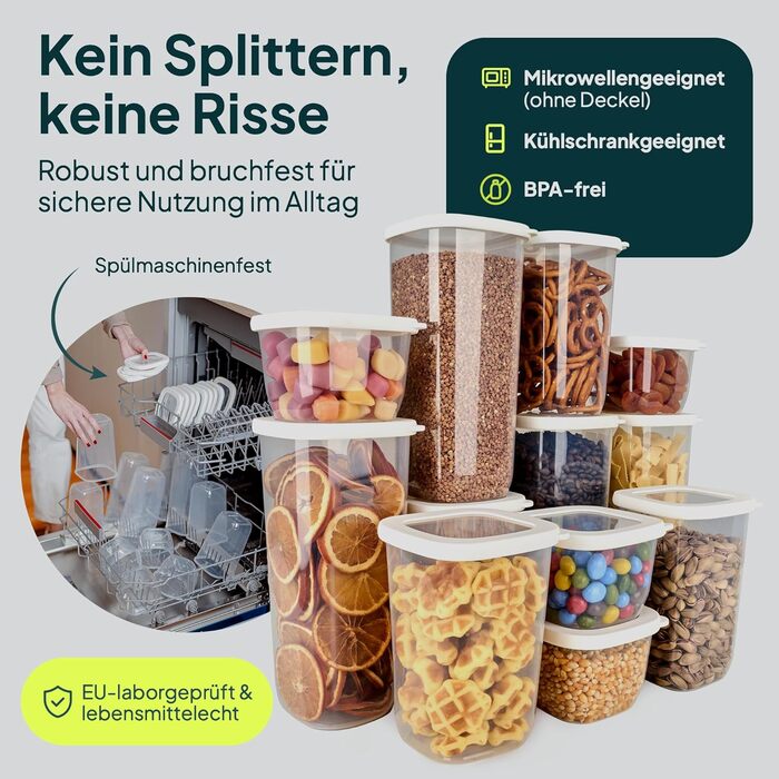 Набори контейнерів для зберігання Uandu з кришкою, 12 шт. | Контейнери для кухні, організація зберігання | Без BPA | Організатор для кухні | Для сухих продуктів