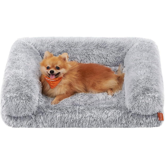 Feandrea FluffyHug лежанка для собак, розмір M, м'яка подушка для собак, килимок для мініатюрних та маленьких собак, лежанка-софа з ноппенового пінополіуретану, знімний та пральний чохол, 76 x 58 x 19 см, Ombré-Grey PGW231G01V1 M