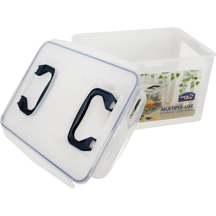 LocknLock PP CLASSIC Storage Box with Lid and Handles | 16 L, 361 x 274 x 212 mm | 100% Airtight | Semi-Transparent Storage Container | Storage Box with Lid for Household Items