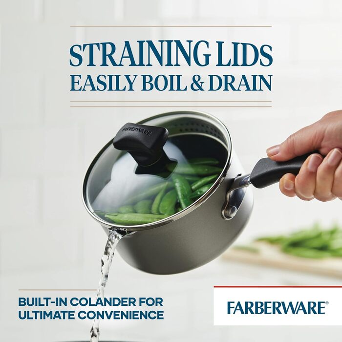 Набір кухонного посуду Farberware Cookstart DiamondMax: 15 предметів (каструлі, сковорідки, форма для випічки, інструменти), антипригарне покриття, миється в посудомийній машині