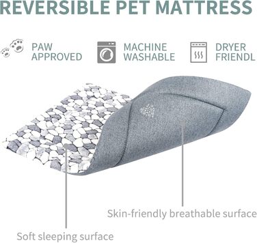 VANKEAN Stylish Dog Crate Pad, Reversible (Cool and Warm), Soft Pet Sleeping Mat Dog Bed for Crate, Suitable for Small to XX-Large Dogs and Cats, Machine Washable Crate Beds