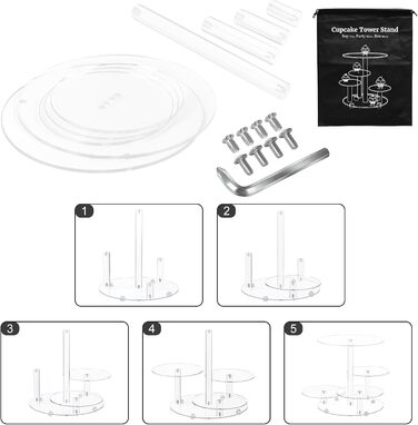 Підставка для капкейків Fhmidic на 6 ярусів, акрилова етажерка, 6-ярусна підставка для десертів та випічки, тортниця, підставка для маффінів для вечірок, днів народжень, тематичних вечірок, дитячих свят (квіткова)