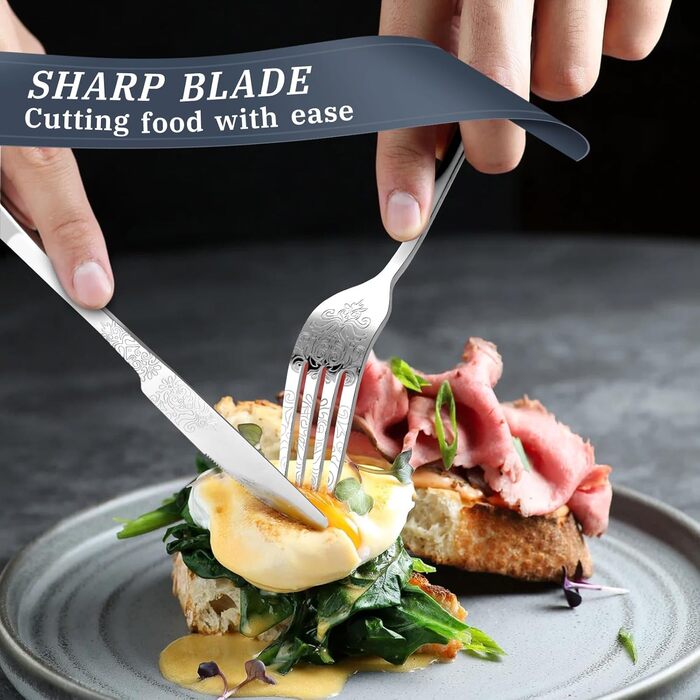 Набір столових приборів DRAGON RIOT на 6 осіб (30 предметів) з нержавіючої сталі, рожеве золото, елегантний набір ножів, виделок та ложок для дому, вечірки, ресторану. 30 предметів (сріблястий колір 60 предметів)