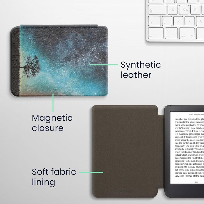 Чохол-книжка kwmobile для Kobo Clara 2E / Tolino Shine 4 - з єгипетськими ієрогліфами, золото-чорний (жовтий, помаранчевий, червоний)