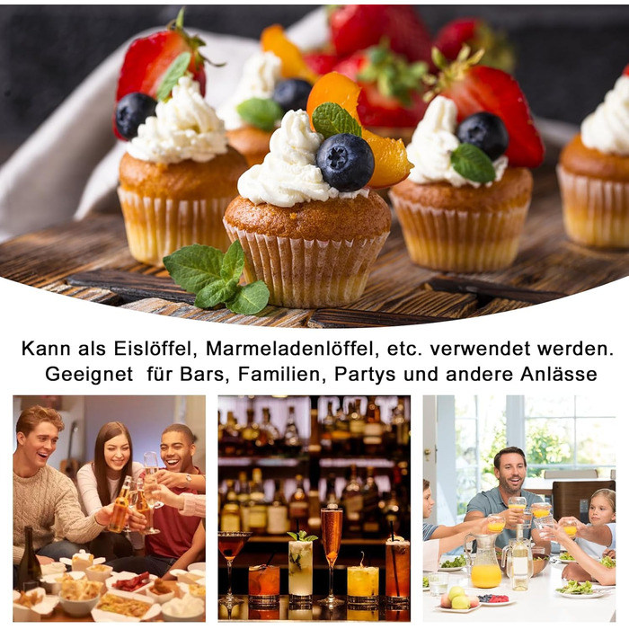 Набір ложок для лате макіато, 30 шт: ложки для кави, морозива, коктейлів та десертів (19,5 см, нержавіюча сталь)