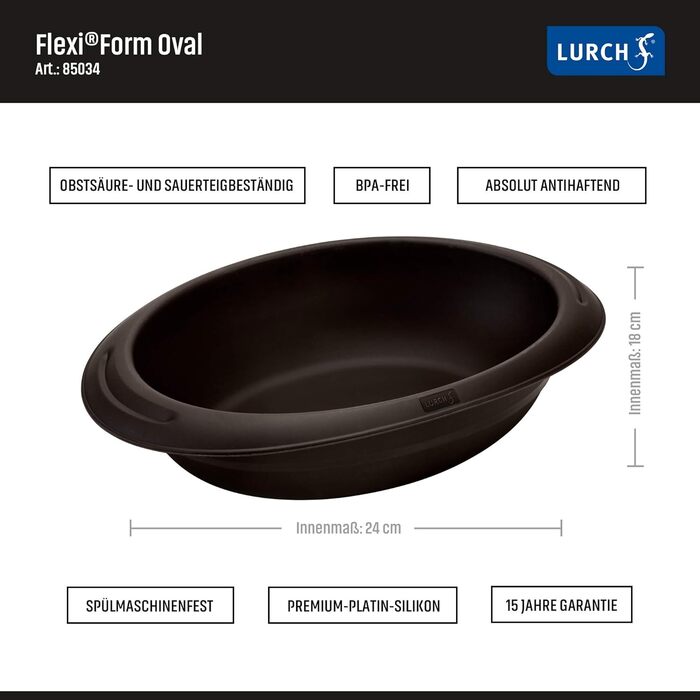 Форма для випікання хліба Lurch FlexiForm овальна, 24x18 см, преміум силікон без BPA, коричнева