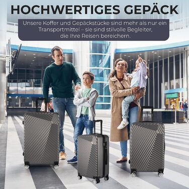 Набір валіз xRace 3 шт. ABS, 20/24/28 дюймів, ручна поклажа, TSA замок, 360° колеса, стійкий до ударів, преміум підкладка (темно-сірий)