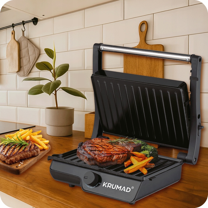 Електричний контактний гриль KRUMAD KMD159, чорний, 2000 Вт