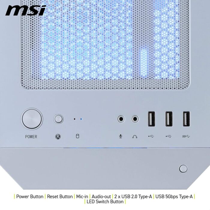 Корпус ПК MSI MAG Forge M100R White - Mid-Tower, ATX, підтримка RTX 40, ARGB, магнітні фільтри, загартоване скло