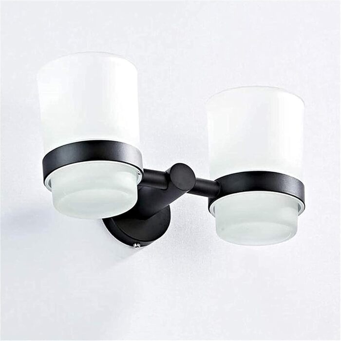 SXLSZ Matte Black Toothbrush Holder Wall Mounted, with 2 x Frosted Glass Toothbrush Cups/Mouthwash Cups, Electric Toothbrush Holder Set, Bathroom Accessories Toothbrush Cups