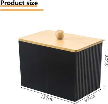 Диспенсер для ватних паличок 3 шт. Чорний, контейнер для ватних дисків та паличок, органайзер для ватного диска, бамбуковий диспенсер, органайзер для тампонів для ванної кімнати, туалетного столика, вітальні