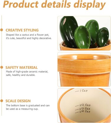 Zerodeko 1 Cactus Measuring Spoon Cactus Measuring Cacti with Holder Coffee Measuring Measuring Cup Gifts Baking Measuring Spoons For The Kitchen Salt Spoon Milk Small Tools Ceramic Coffee Powder