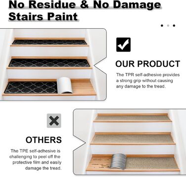 15 килимків на сходи 76x20 см, антиковзаючі, самоклеючі, для дітей, літніх людей та собак. Машинне прання, TPR-гумова підкладка (Чорний, 4 шт.)