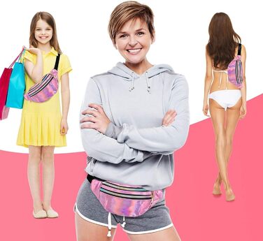 Сумка на пояс 80-х для жінок, лазерний стиль, блискітки, регульований ремінь, водонепроникна, для відпочинку, подорожей, туризму (фіолетова)