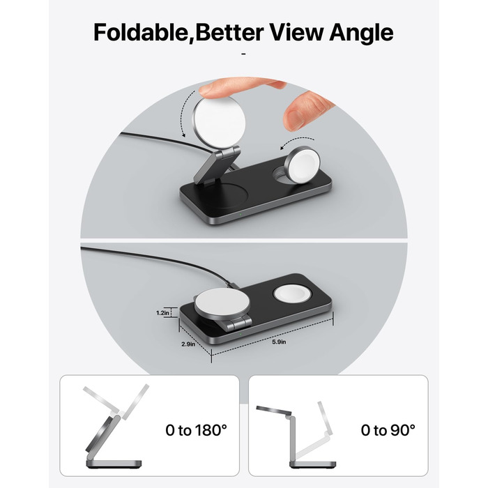 Бездротовий зарядний пристрій 3-в-1 MagSafe для iPhone, Apple Watch та AirPods Pro (Монохромний)