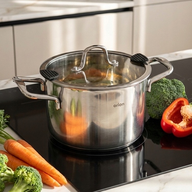 Каструля ORION VENICE з кришкою, нержавіюча сталь, 18 см, 2,3 л, PREMIUM