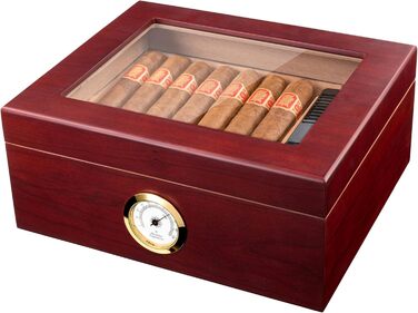 Настільний вологозбережувач для сигар Mandel-Mantello Royale з скляною кришкою (25-50 сигар)
