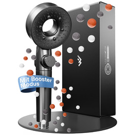 Фільтр для душу з 3 режимами та бустером | Економна душова насадка з мінеральними перлами | Ручна душова лійка чорного кольору з інструментом, запасними перлами та сталевою пластиною