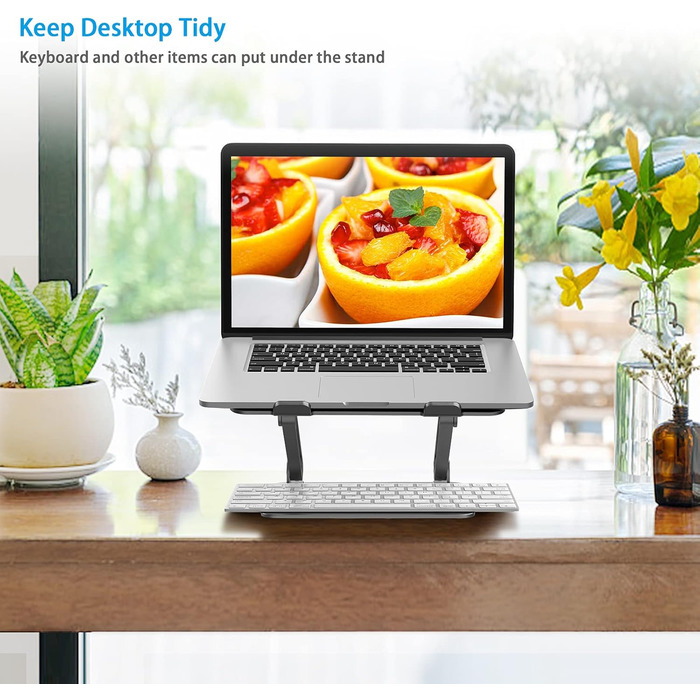 Adjustable Aluminum Laptop Stand - Ventilated Laptop Holder for 10-17 Inch Laptops - Compatible with MacBook, Dell, HP, Samsung, Acer