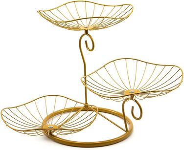 Етажерка для фруктів Evomosa з 3 ярусами: стильна та містка підставка для фруктів, снеків, золотава