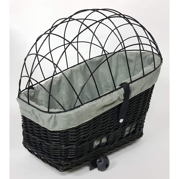 Корзина для велосипеда Tigana для собак, 60x39 см, чорна, з прутів, для багажника (S-S), (XXL + подушка/дерево/вкладка G1)