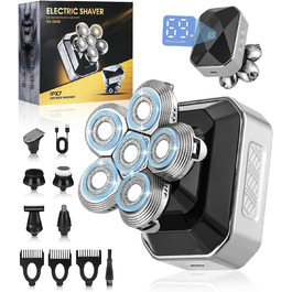 Електричний гоління для чоловіків Glatzen, водонепроникний IPX6, 6D гнучкий гоління, 5 ротаційних голівки, 120 хвилин роботи від акумулятора