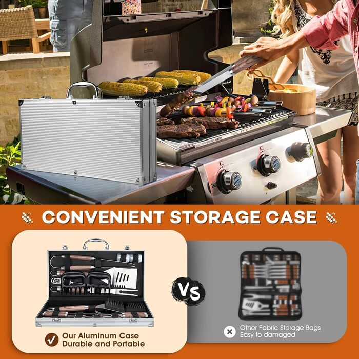 Набір гриль-посуду DRAGON RIOT з нержавіючої сталі, 29 предметів. Преміум-набір аксесуарів для грилю з лопаткою в алюмінієвому кейсі. Ідеальний подарунок для чоловіків, для BBQ та приготування їжі на відкритому повітрі.