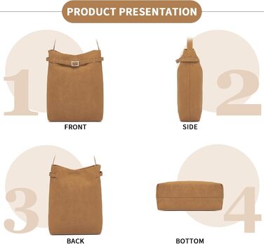 Сумка жіноча Miss Lulu велика шопер Tote Bag з м'якої PU шкіри, коричнева (2-4)