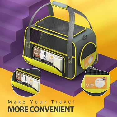 Транспортна сумка для тварин: переноска для котів та собак, сіра/жовта