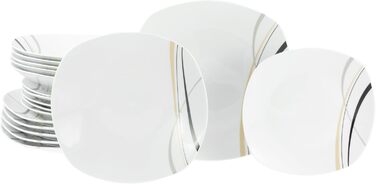 CreaTable Серія Square City Line: 12-piece посудовий сервіз на 6 осіб з порцеляни (18 предметів)