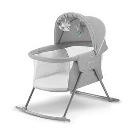 Дитяче ліжечко 3-в-1 Kinderkraft LOVI: колиска, манеж, шезлонг, складане, з аксесуарами, москітна сітка, для новонароджених до 9 кг, сіре