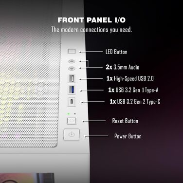 Ігровий корпус для ПК ANSAITE ATX Mid-Tower, 6 ARGB PWM вентиляторів, панорамне загартоване скло, підтримка радіатора 360мм, USB Type-C, Чорний